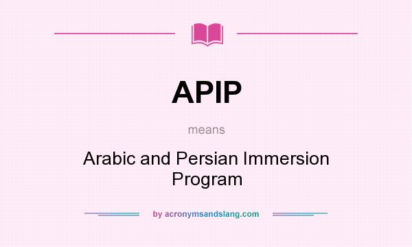 What does APIP mean? It stands for Arabic and Persian Immersion Program