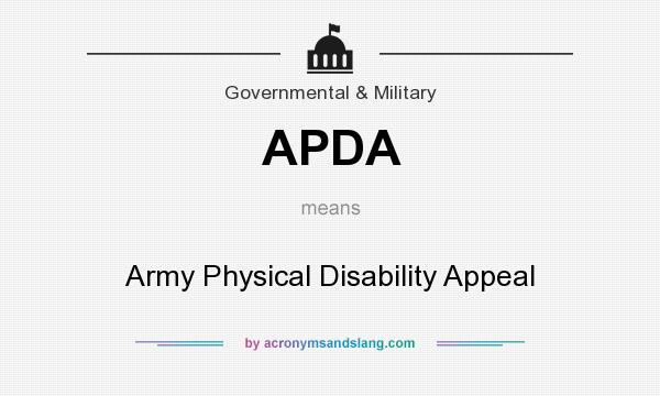 What does APDA mean? It stands for Army Physical Disability Appeal