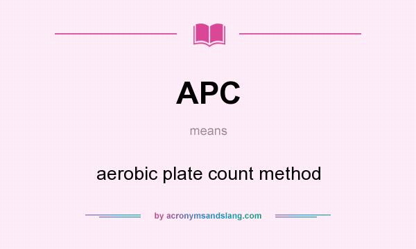 What does APC mean? It stands for aerobic plate count method
