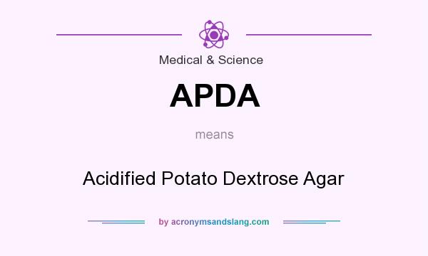 What does APDA mean? It stands for Acidified Potato Dextrose Agar