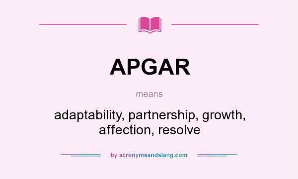 What does APGAR mean? It stands for adaptability, partnership, growth, affection, resolve