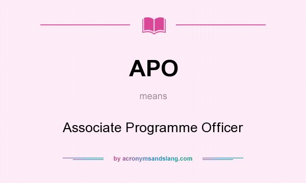 What does APO mean? It stands for Associate Programme Officer