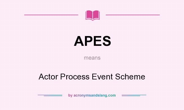 What does APES mean? It stands for Actor Process Event Scheme
