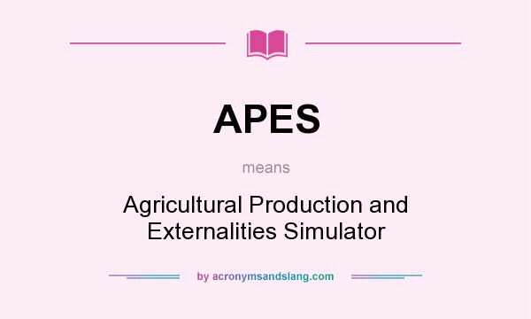 What does APES mean? It stands for Agricultural Production and Externalities Simulator