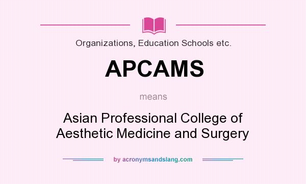 What does APCAMS mean? It stands for Asian Professional College of Aesthetic Medicine and Surgery