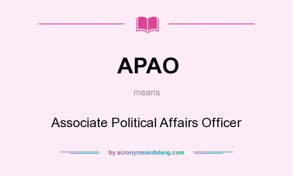 What does APAO mean? It stands for Associate Political Affairs Officer
