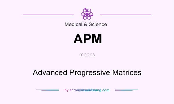 What does APM mean? It stands for Advanced Progressive Matrices