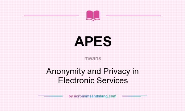 What does APES mean? It stands for Anonymity and Privacy in Electronic Services
