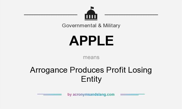 What does APPLE mean? It stands for Arrogance Produces Profit Losing Entity