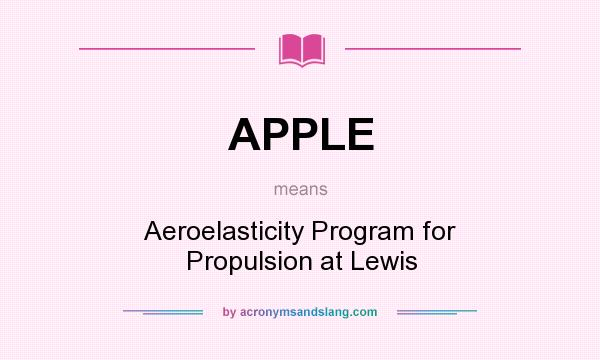 What does APPLE mean? It stands for Aeroelasticity Program for Propulsion at Lewis