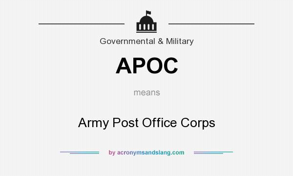 What does APOC mean? It stands for Army Post Office Corps