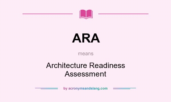 What does ARA mean? It stands for Architecture Readiness Assessment