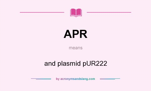 What does APR mean? It stands for and plasmid pUR222
