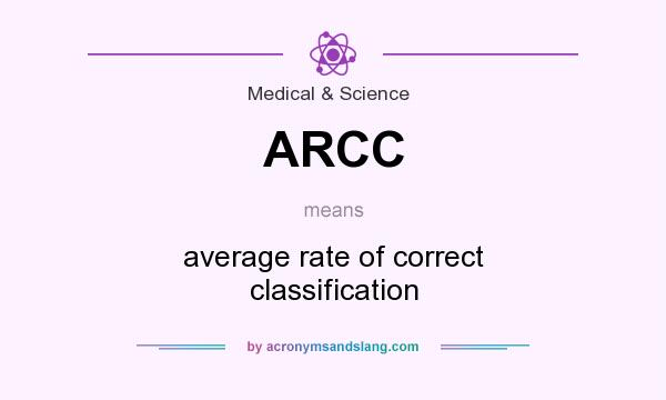 What does ARCC mean? It stands for average rate of correct classification