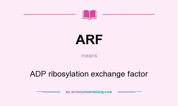 What does ARF mean? It stands for ADP ribosylation exchange factor