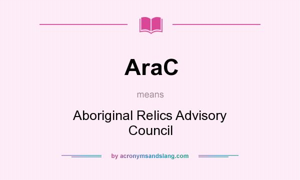 What does AraC mean? It stands for Aboriginal Relics Advisory Council