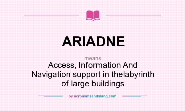 What does ARIADNE mean? It stands for Access, Information And Navigation support in thelabyrinth of large buildings