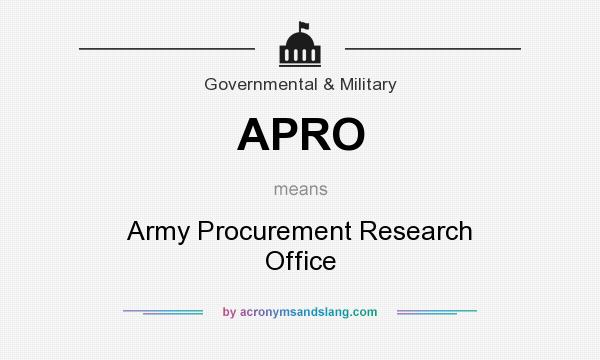 What does APRO mean? It stands for Army Procurement Research Office