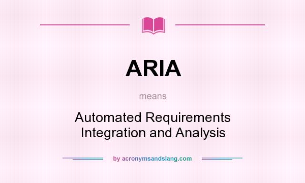 What does ARIA mean? It stands for Automated Requirements Integration and Analysis