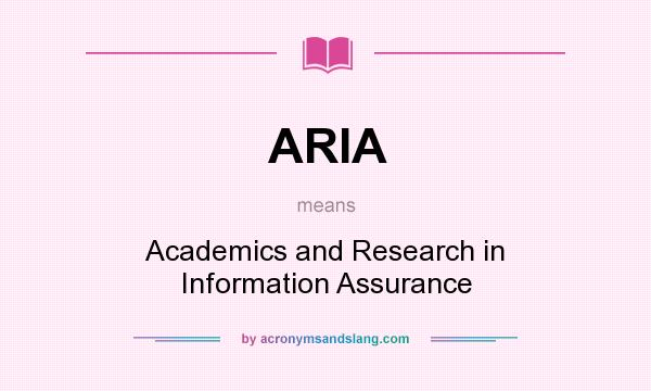 What does ARIA mean? It stands for Academics and Research in Information Assurance