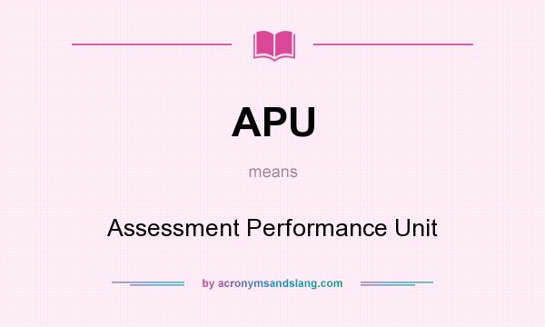 What does APU mean? It stands for Assessment Performance Unit