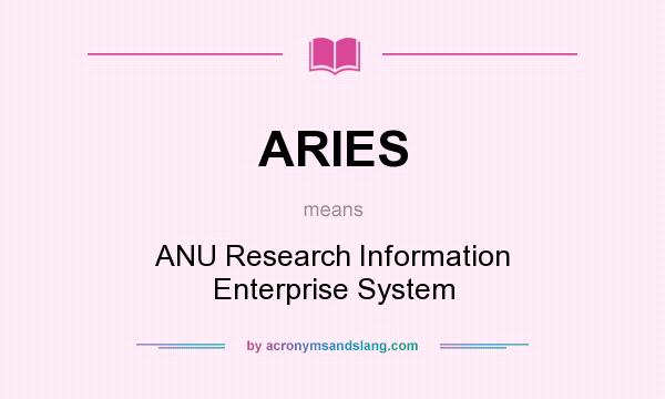 What does ARIES mean? It stands for ANU Research Information Enterprise System