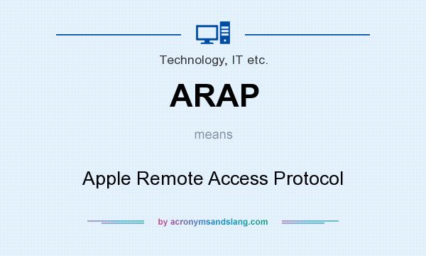 What does ARAP mean? It stands for Apple Remote Access Protocol