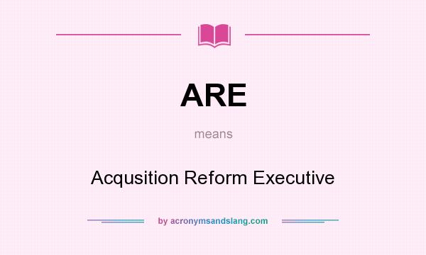 What does ARE mean? It stands for Acqusition Reform Executive