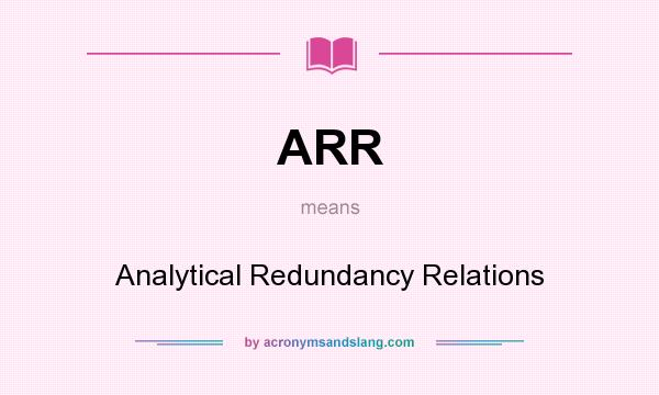 What does ARR mean? It stands for Analytical Redundancy Relations