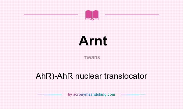 What does Arnt mean? It stands for AhR)-AhR nuclear translocator
