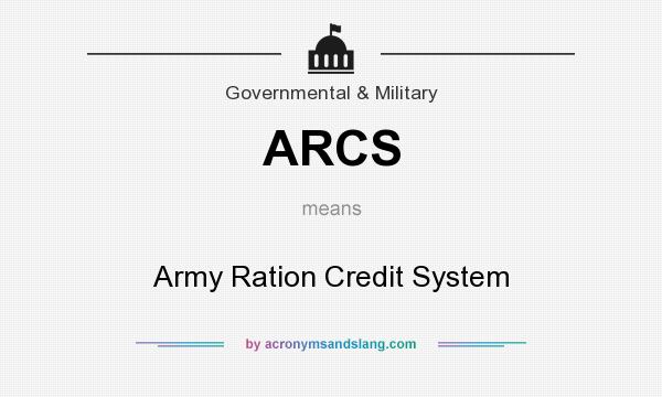 What does ARCS mean? It stands for Army Ration Credit System