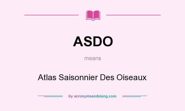 What does ASDO mean? It stands for Atlas Saisonnier Des Oiseaux
