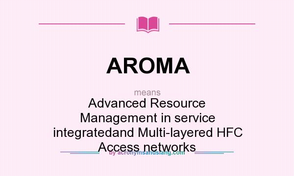 What does AROMA mean? It stands for Advanced Resource Management in service integratedand Multi-layered HFC Access networks