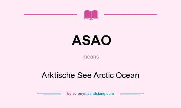 What does ASAO mean? It stands for Arktische See Arctic Ocean