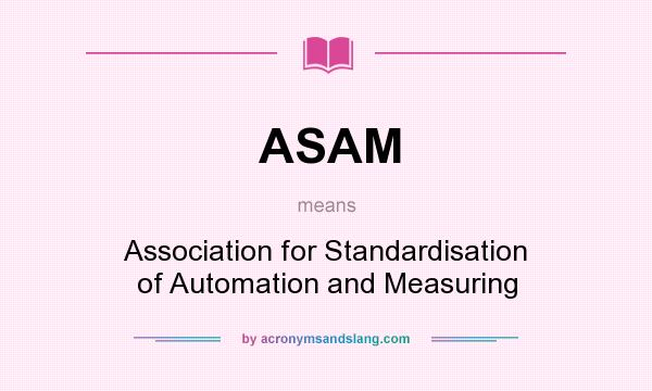 What does ASAM mean? It stands for Association for Standardisation of Automation and Measuring