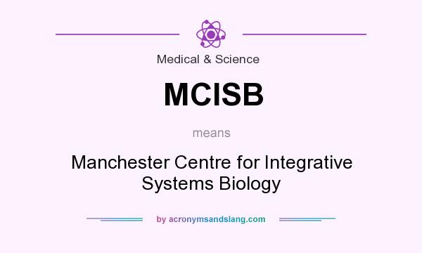 What does MCISB mean? It stands for Manchester Centre for Integrative Systems Biology