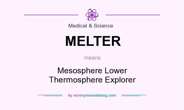 What does MELTER mean? It stands for Mesosphere Lower Thermosphere Explorer