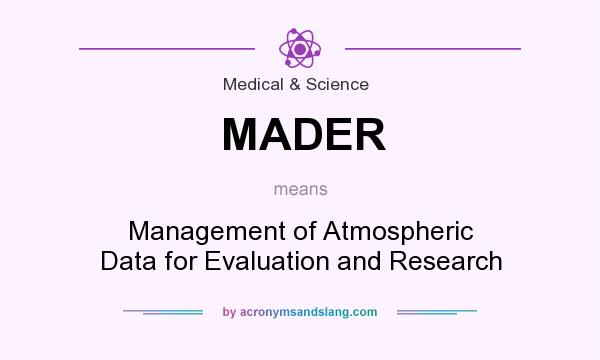 What does MADER mean? It stands for Management of Atmospheric Data for Evaluation and Research