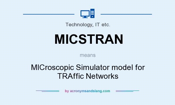 What does MICSTRAN mean? It stands for MICroscopic Simulator model for TRAffic Networks