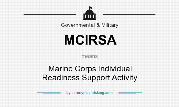 What does MCIRSA mean? It stands for Marine Corps Individual Readiness Support Activity