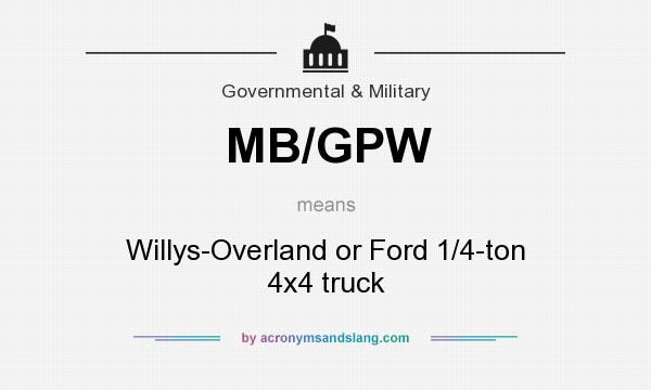 What does MB/GPW mean? It stands for Willys-Overland or Ford 1/4-ton 4x4 truck