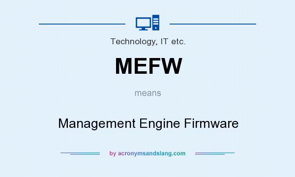 What does MEFW mean? It stands for Management Engine Firmware