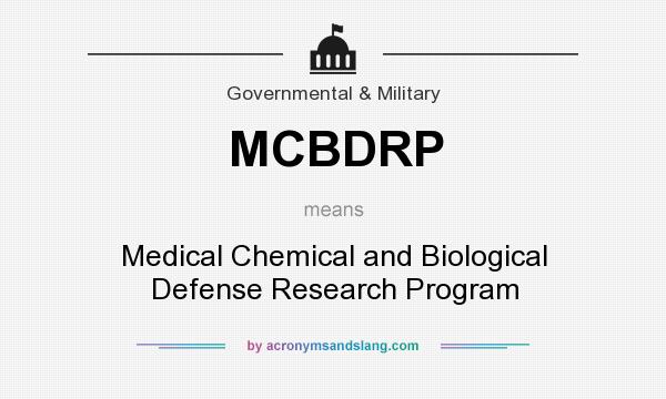 What does MCBDRP mean? It stands for Medical Chemical and Biological Defense Research Program