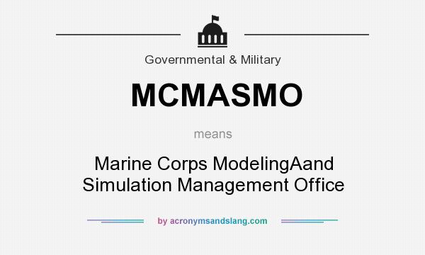 What does MCMASMO mean? It stands for Marine Corps ModelingAand Simulation Management Office