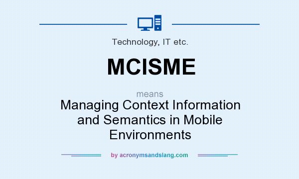 What does MCISME mean? It stands for Managing Context Information and Semantics in Mobile Environments