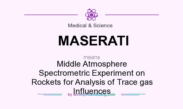 What does MASERATI mean? It stands for Middle Atmosphere Spectrometric Experiment on Rockets for Analysis of Trace gas Influences