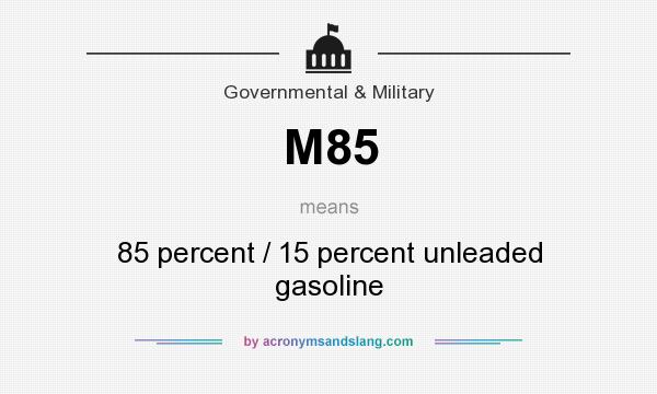 What does M85 mean? It stands for 85 percent / 15 percent unleaded gasoline