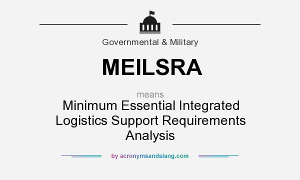 What does MEILSRA mean? It stands for Minimum Essential Integrated Logistics Support Requirements Analysis