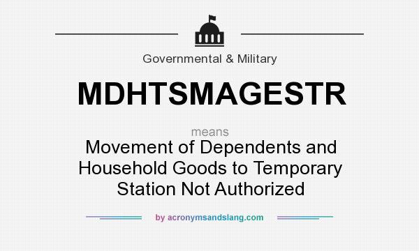 What does MDHTSMAGESTR mean? It stands for Movement of Dependents and Household Goods to Temporary Station Not Authorized