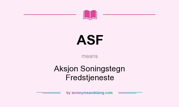 What does ASF mean? It stands for Aksjon Soningstegn Fredstjeneste